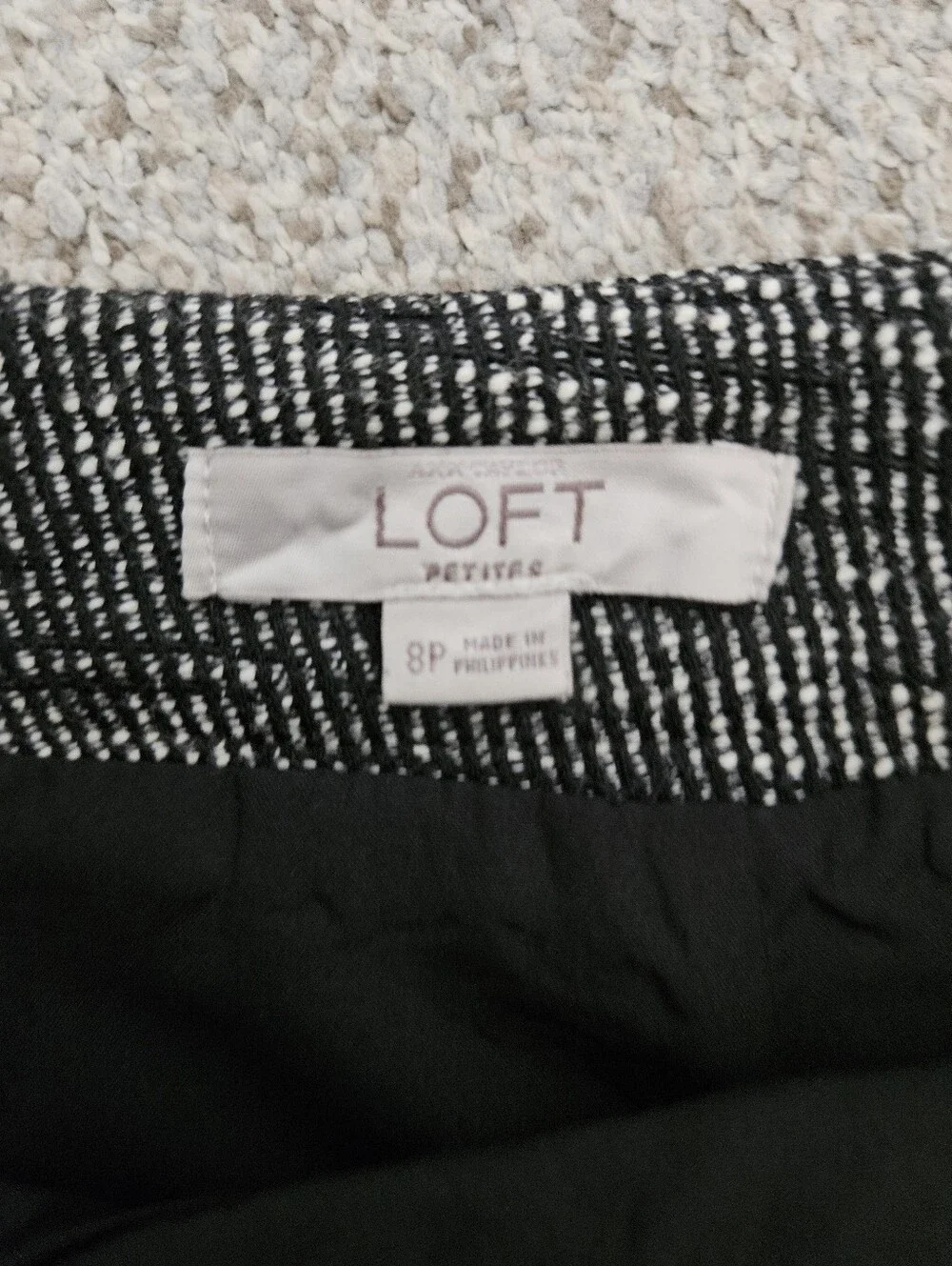 LOFT Petites 8P Black White Tweed Fringe Wrap Mini Skirt